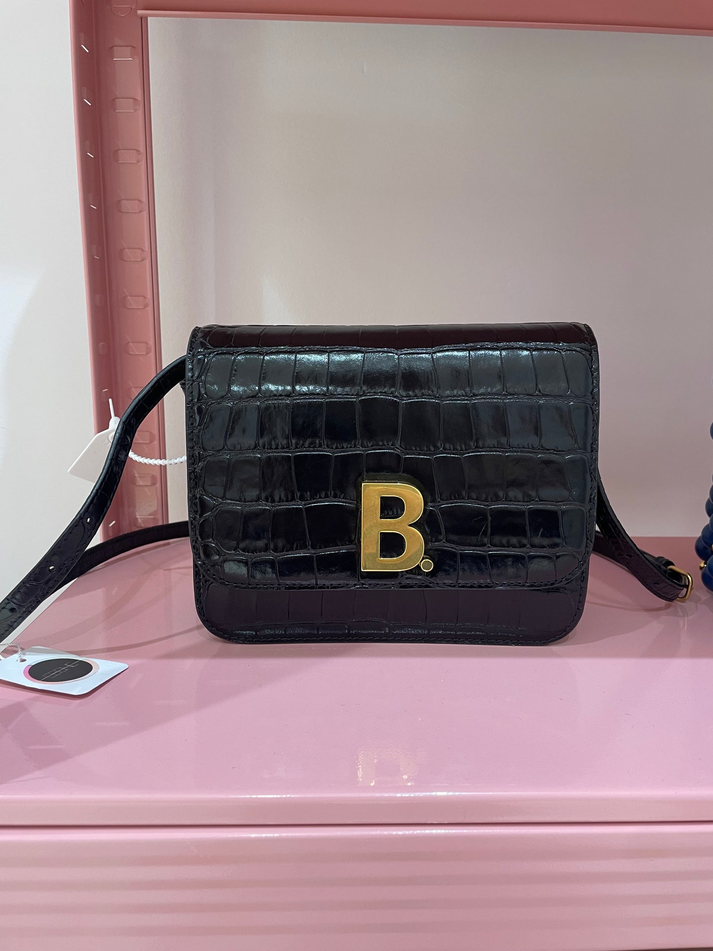 Sac Balenciaga noir croco B
