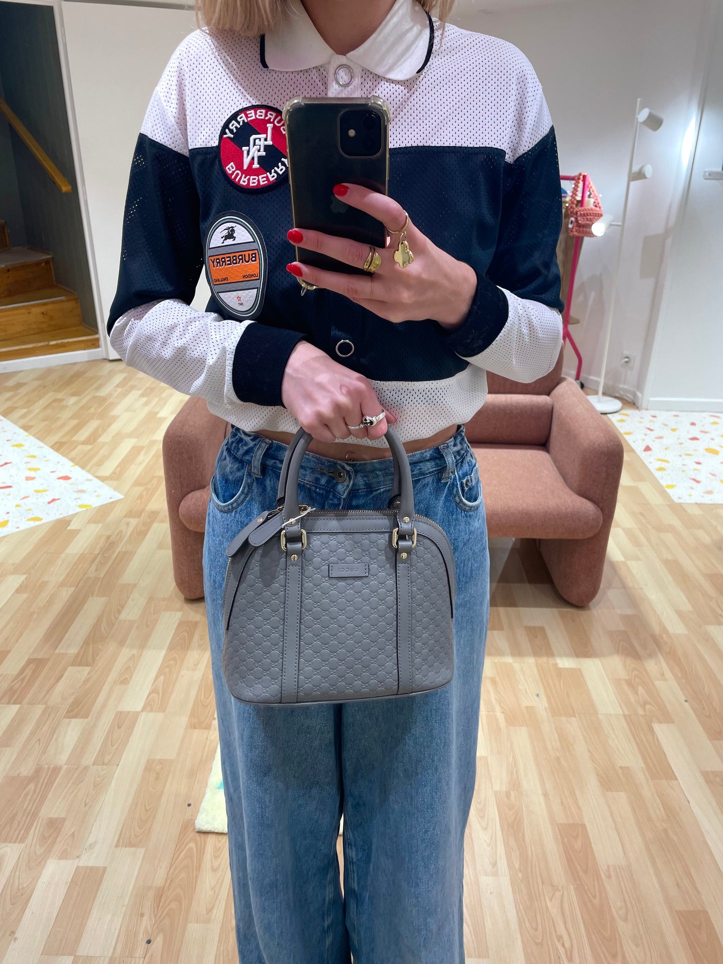 Sac Gucci monogram dôme gris