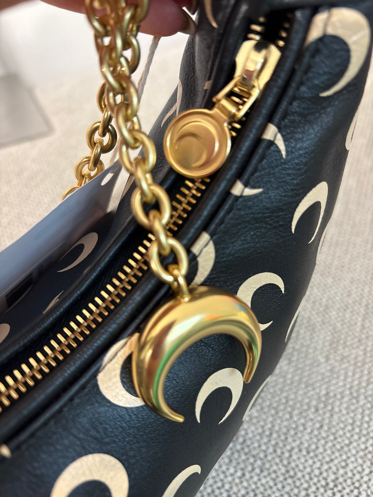 Marine Serre – Sac Moon en cuir noir
