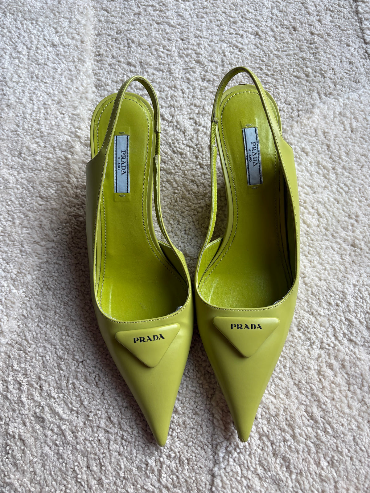 Escarpins Slingbacks Prada Cuir Vert Anis - Pointure 39