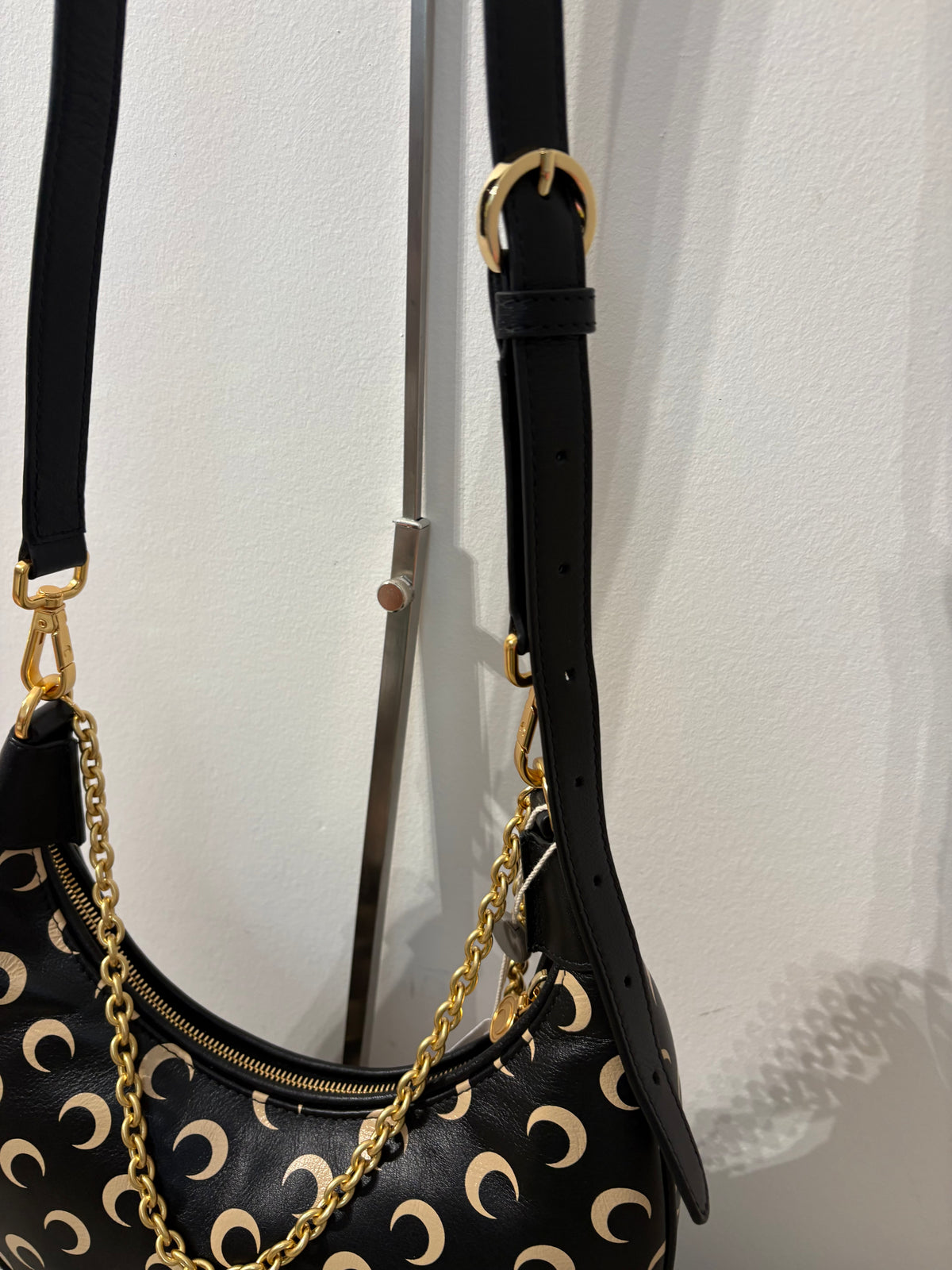 Marine Serre – Sac Moon en cuir noir