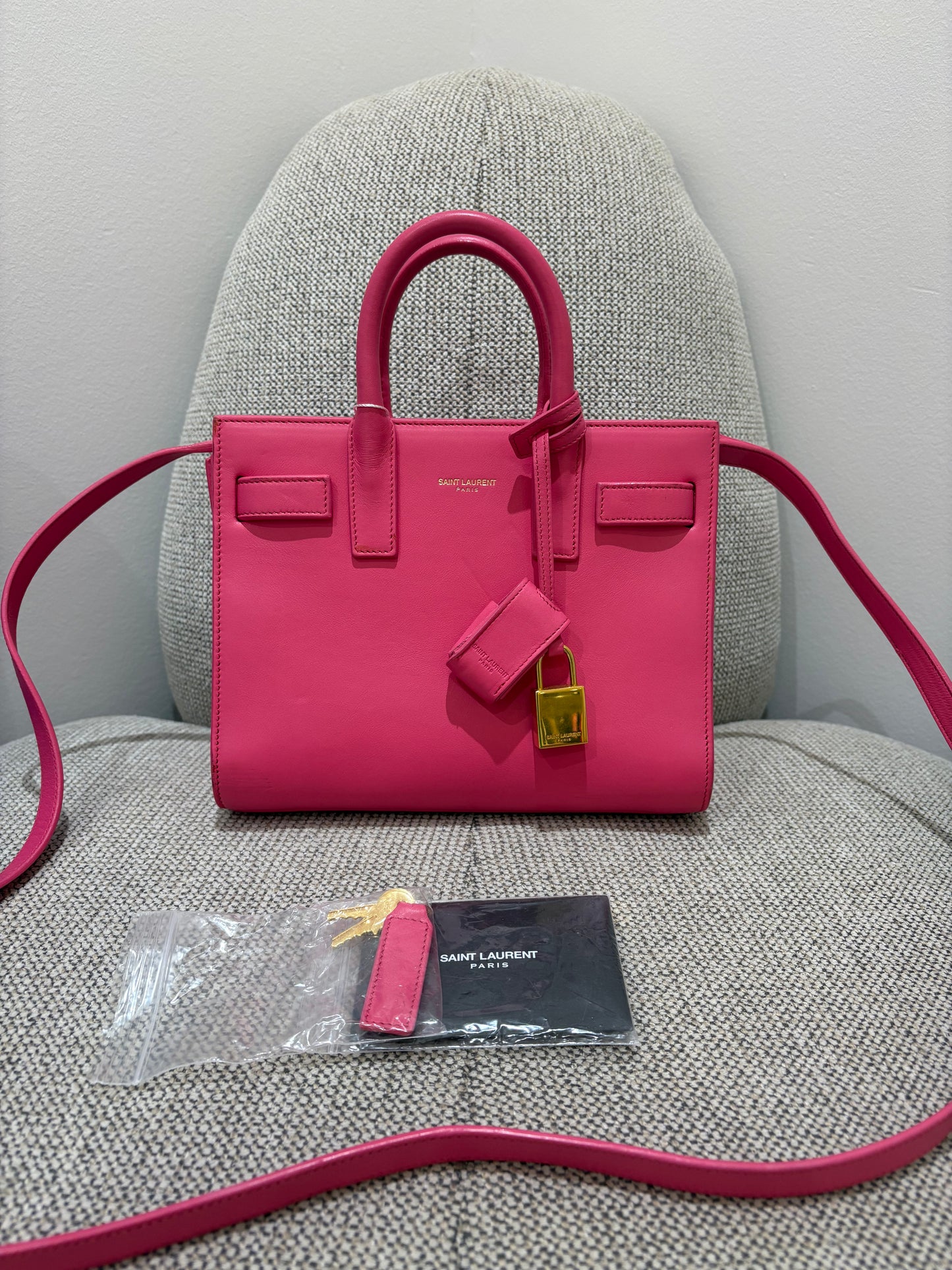 Sac Saint Laurent nano de jour rose