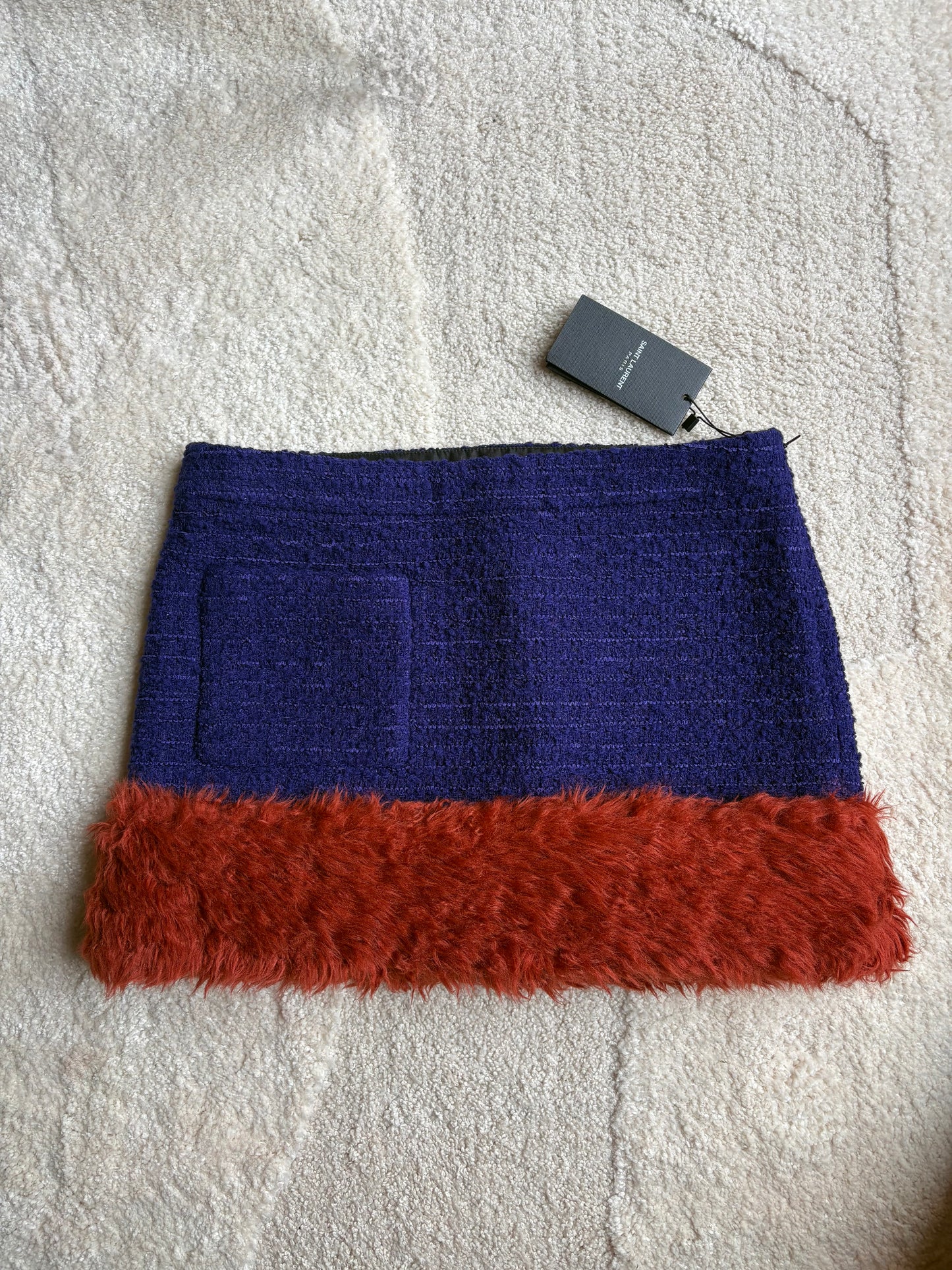 Jupe Saint Laurent  laine & fausse fourrure