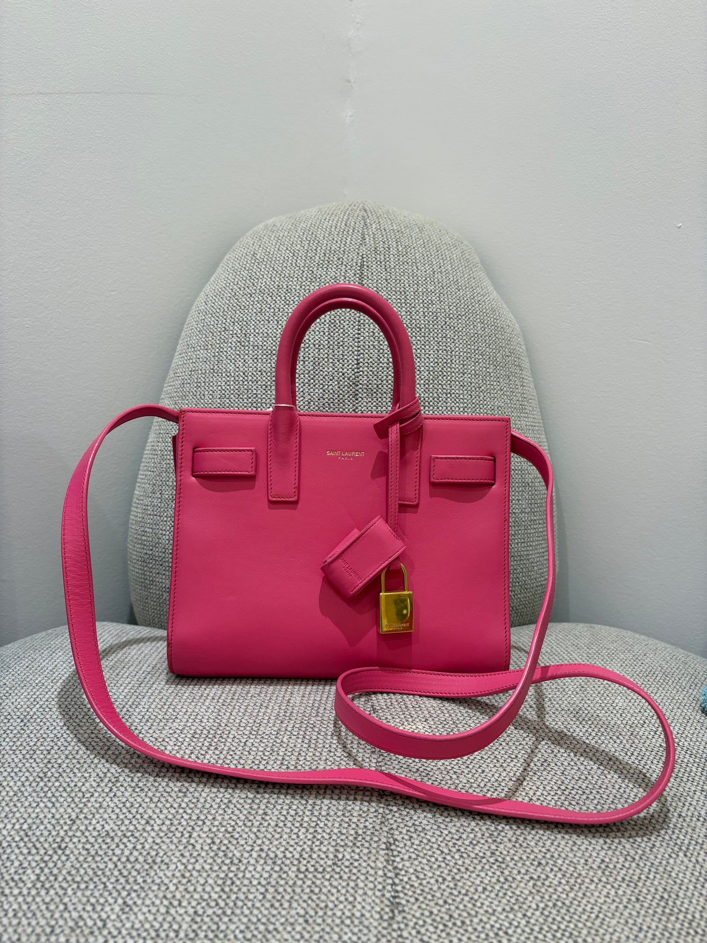 Sac Saint Laurent nano de jour rose