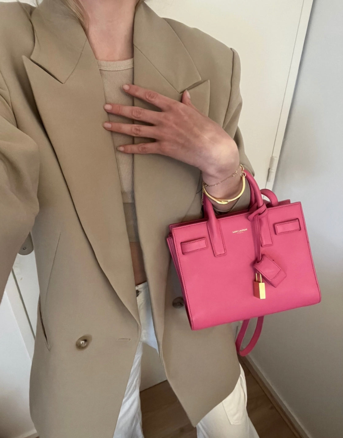 Sac Saint Laurent nano de jour rose