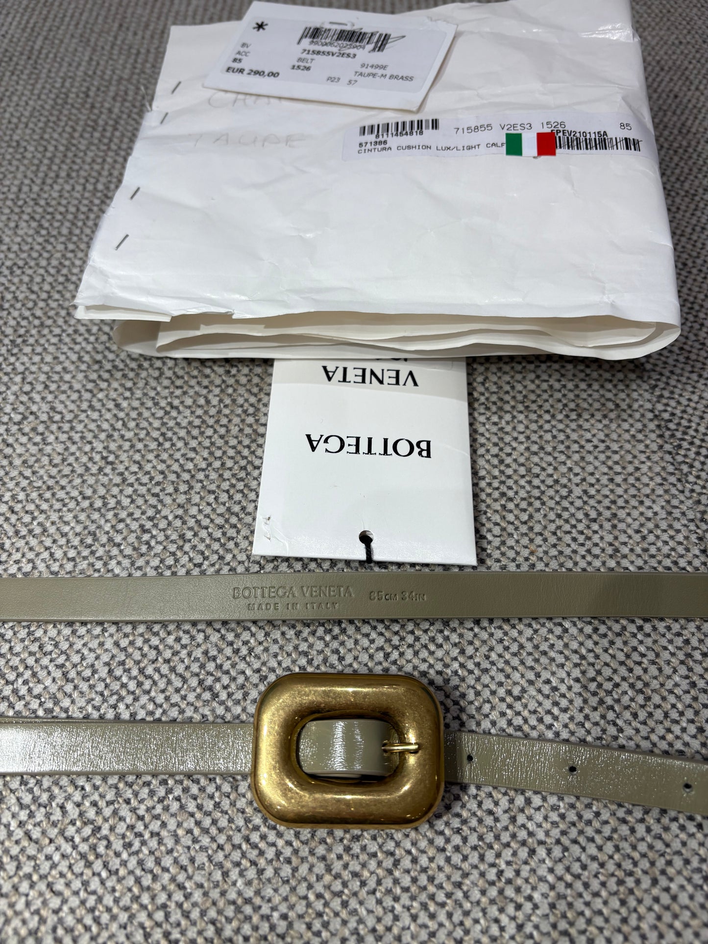 Ceinture Bottega Veneta cuir taupe