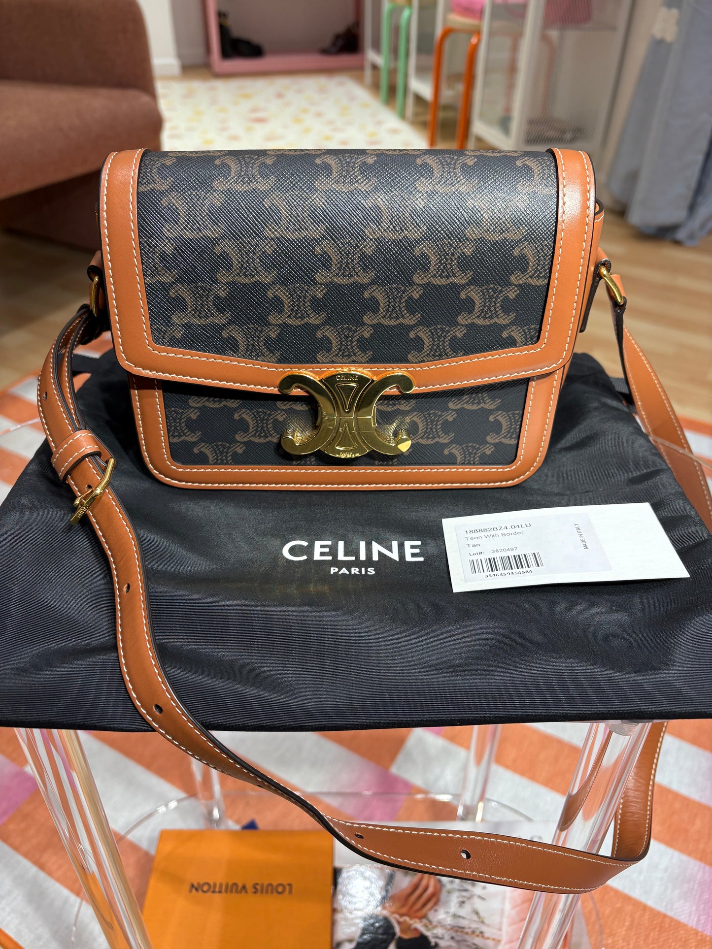 Sac Céline Triomphe Teen toile Triomphe et veau