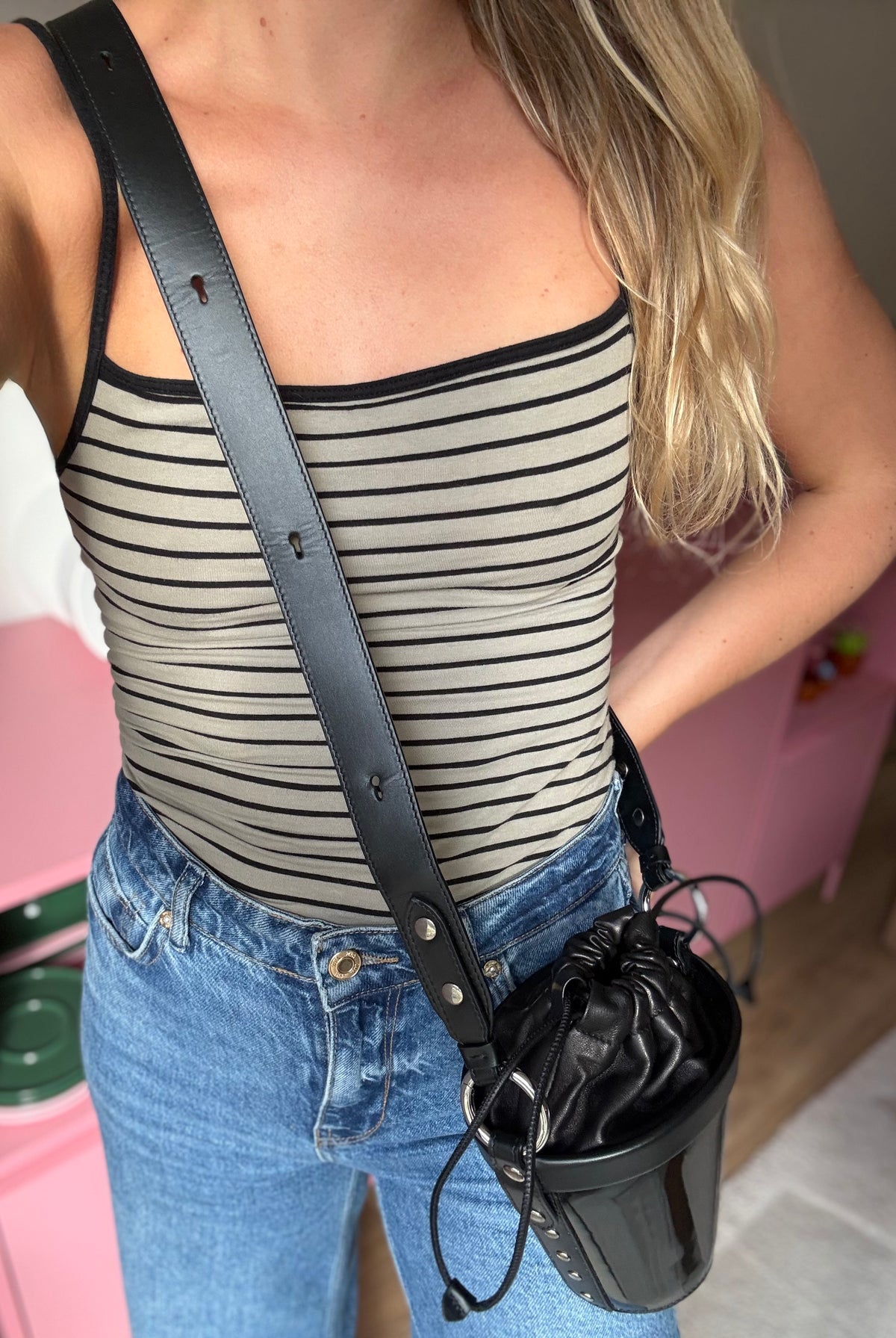 Sac seau Maison Margiela noir en cuir verni | État neuf