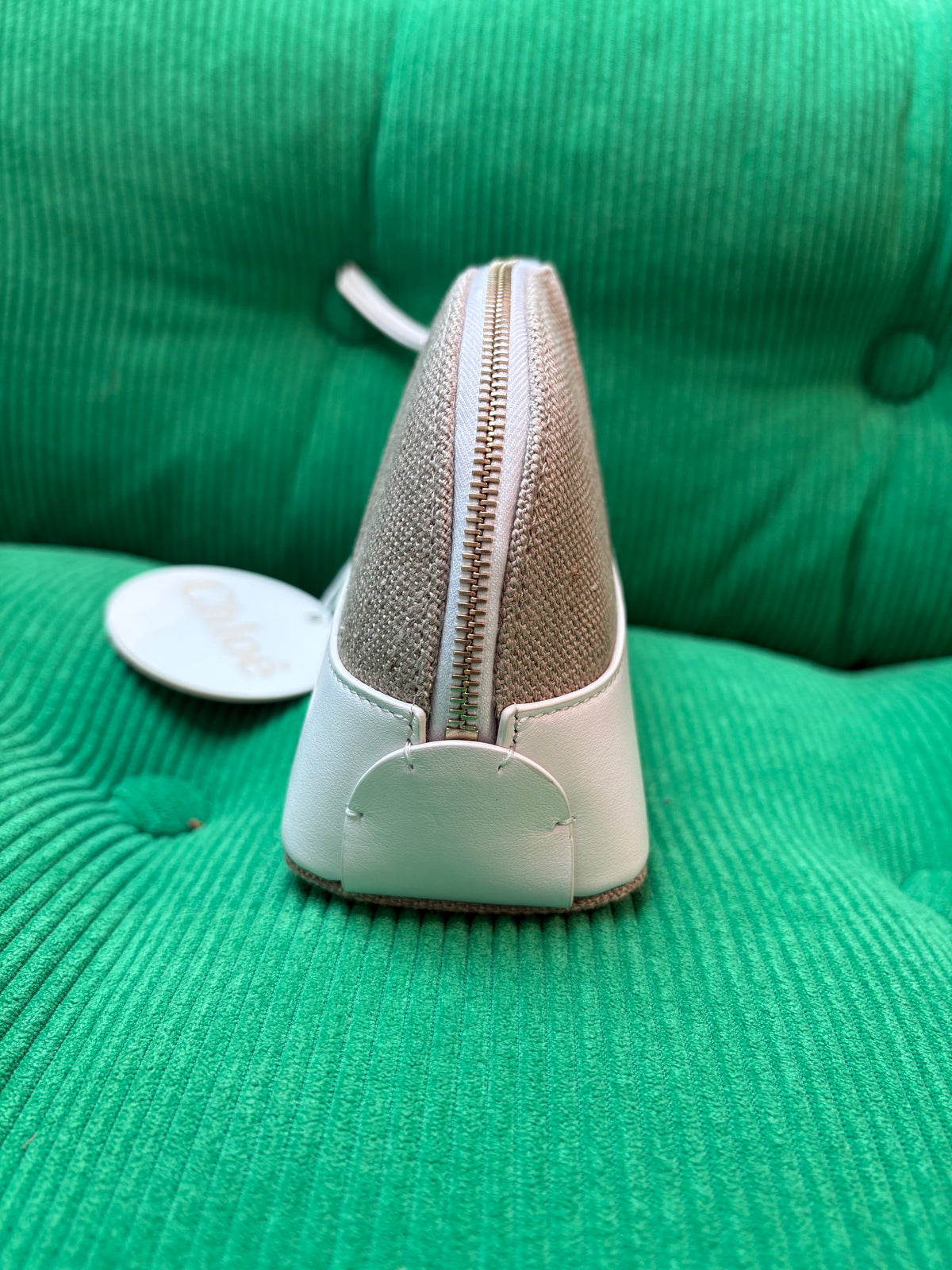 Petite pochette Chloé en lin blanc