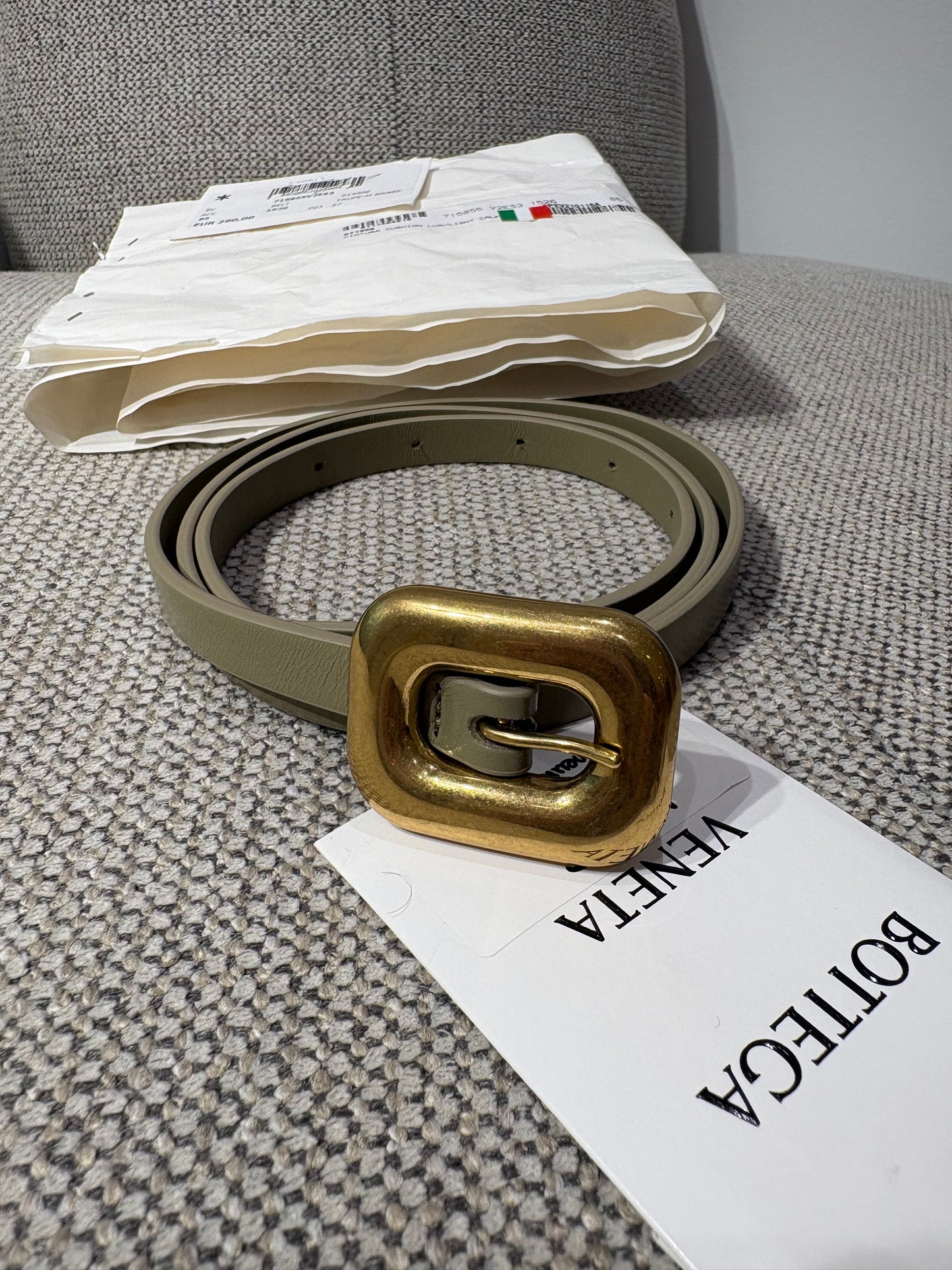 Ceinture Bottega Veneta cuir taupe