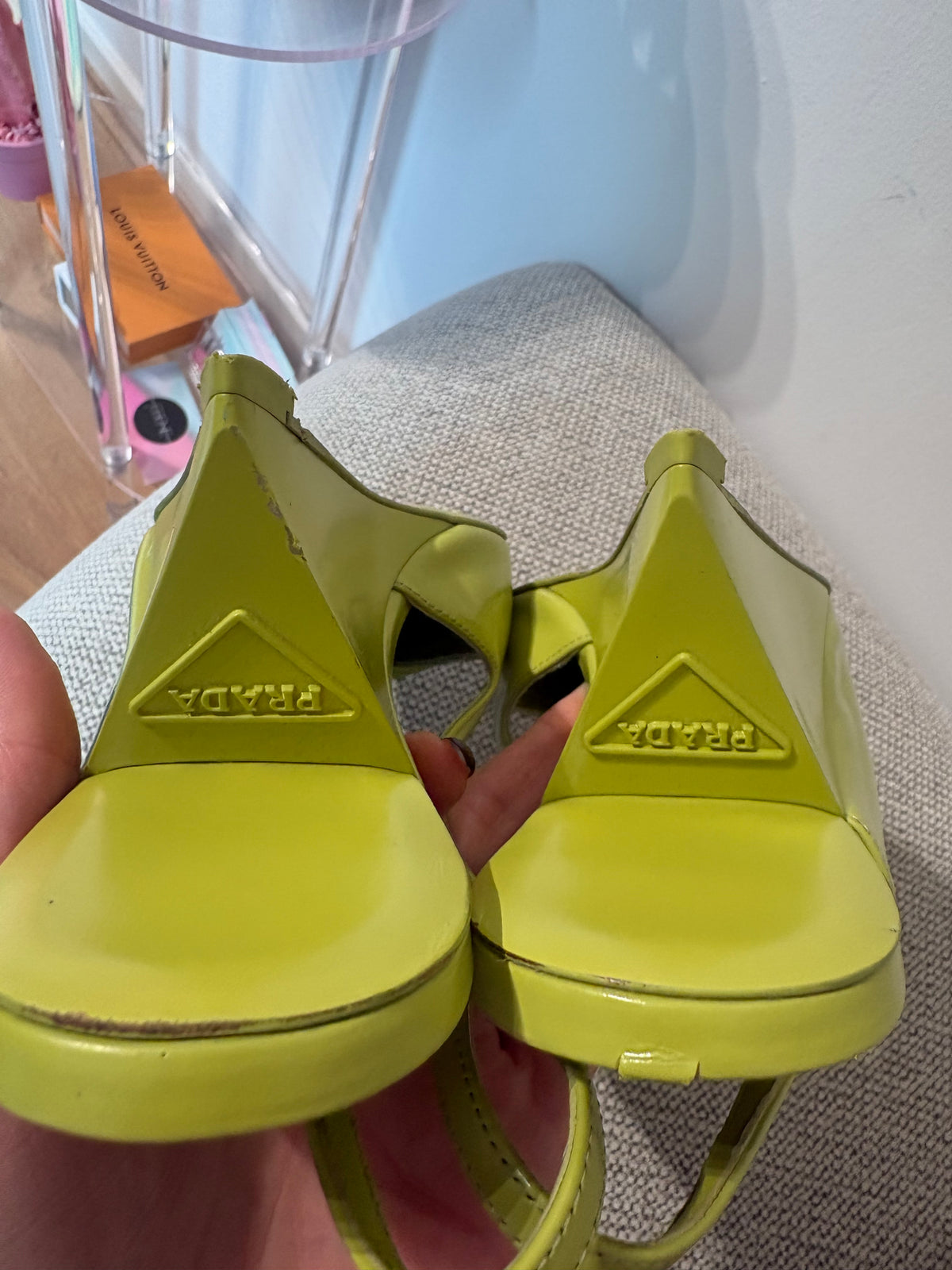 Escarpins Slingbacks Prada Cuir Vert Anis - Pointure 39
