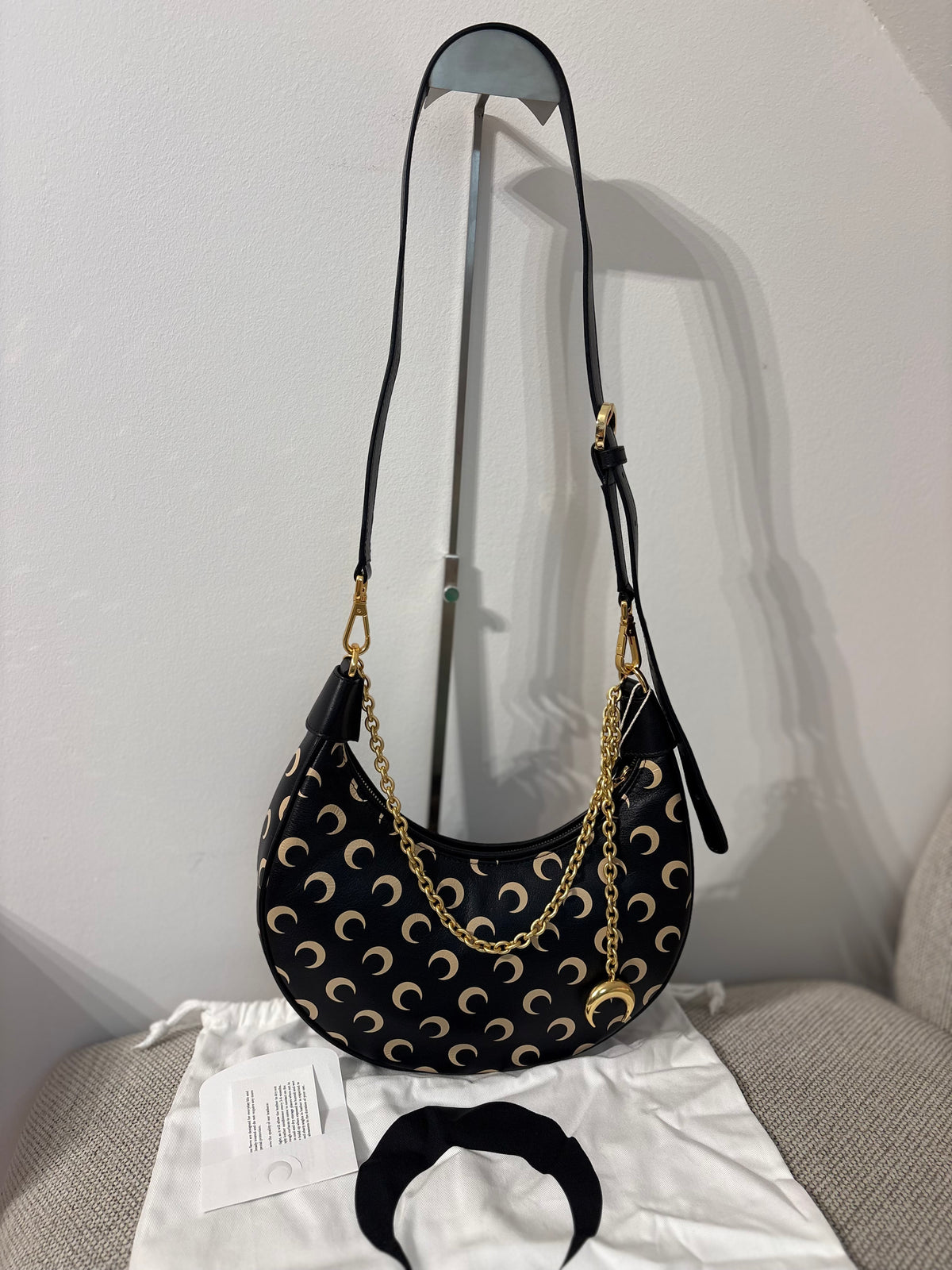 Marine Serre – Sac Moon en cuir noir