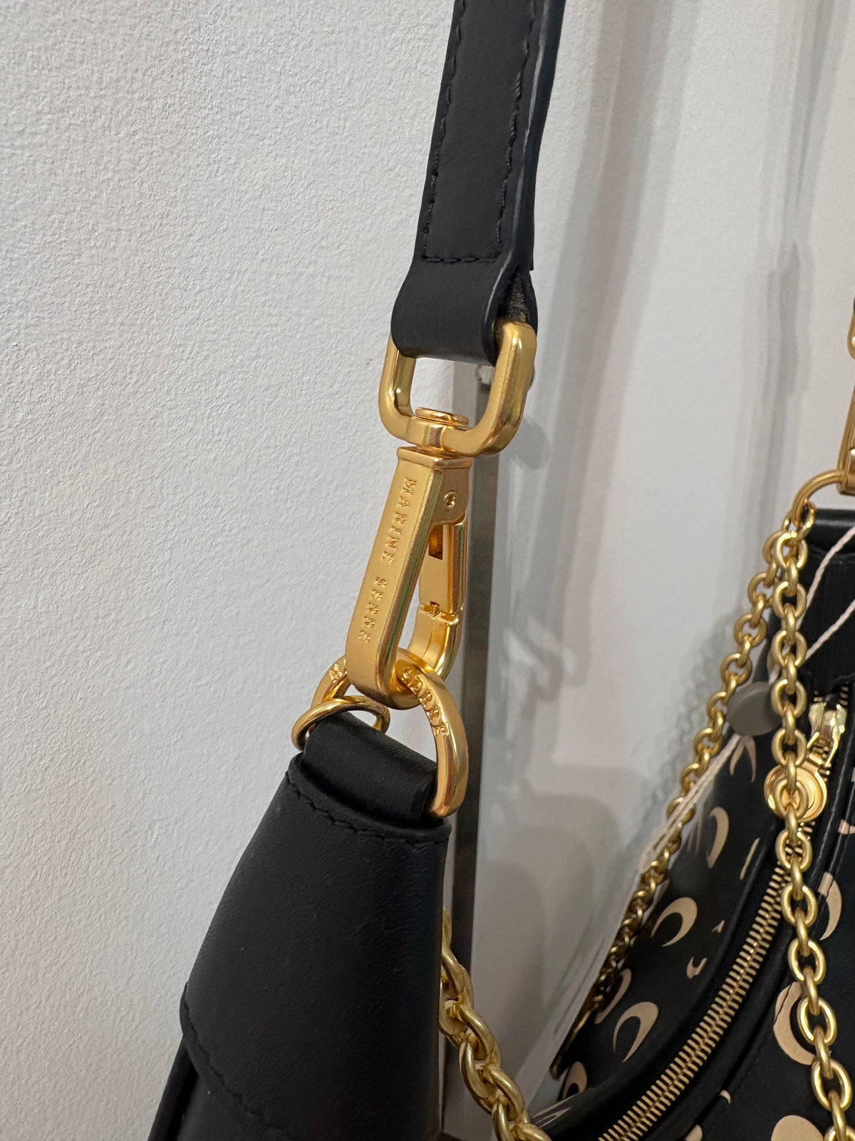 Marine Serre – Sac Moon en cuir noir