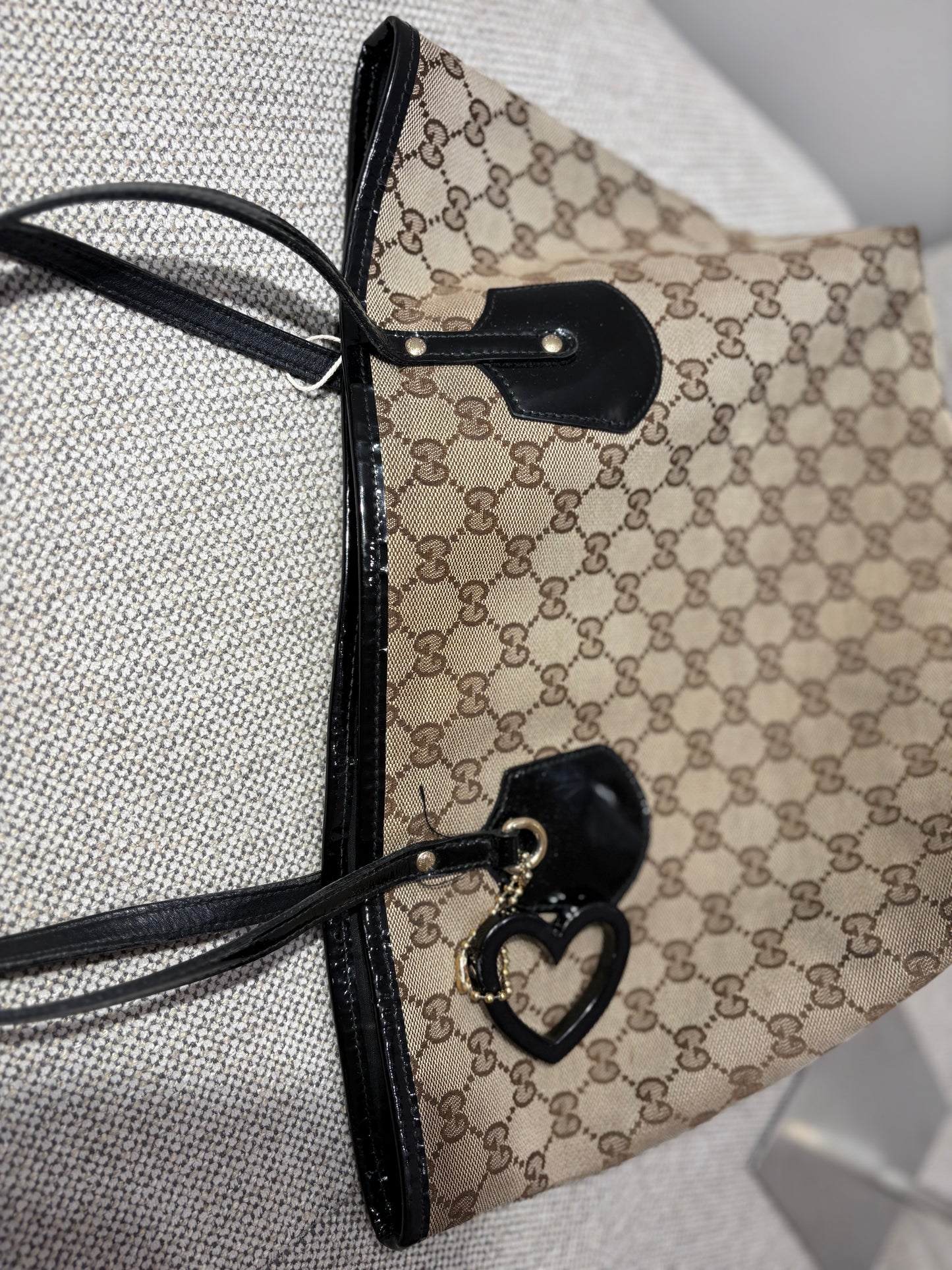 Sac cabas Gucci GG Canvas & cuir noir – Vintage