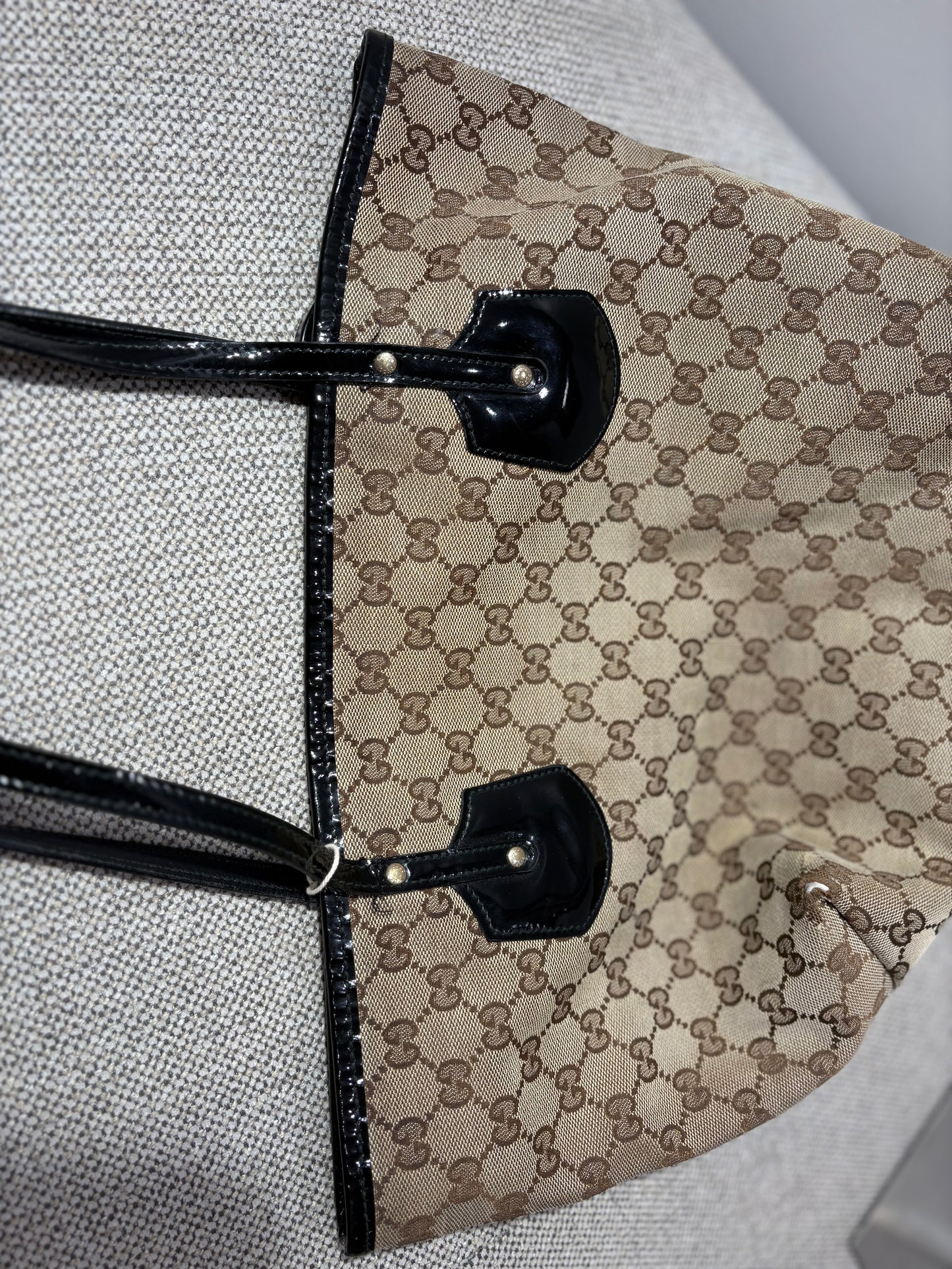 Sac cabas Gucci GG Canvas & cuir noir – Vintage