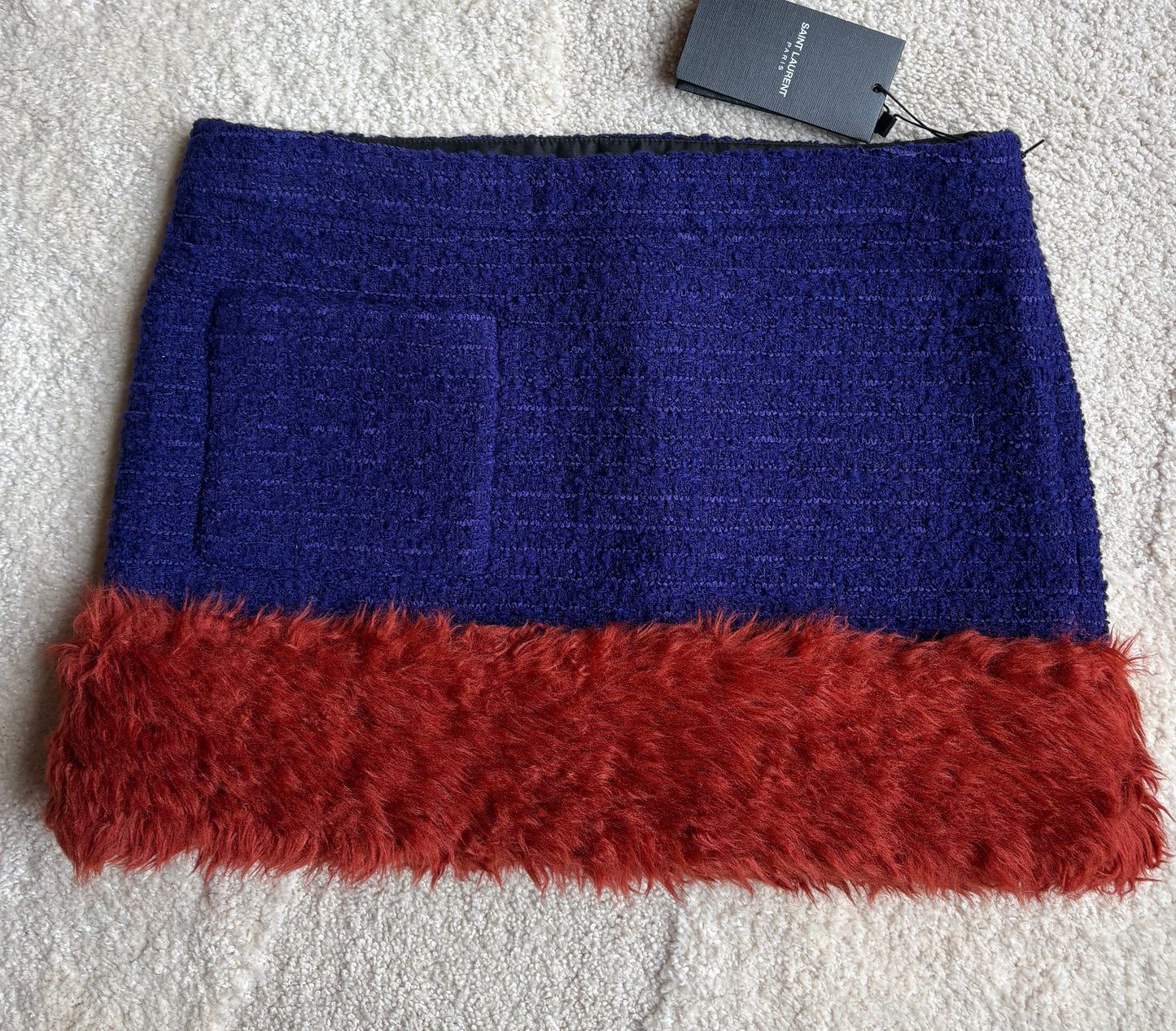 Jupe Saint Laurent  laine & fausse fourrure