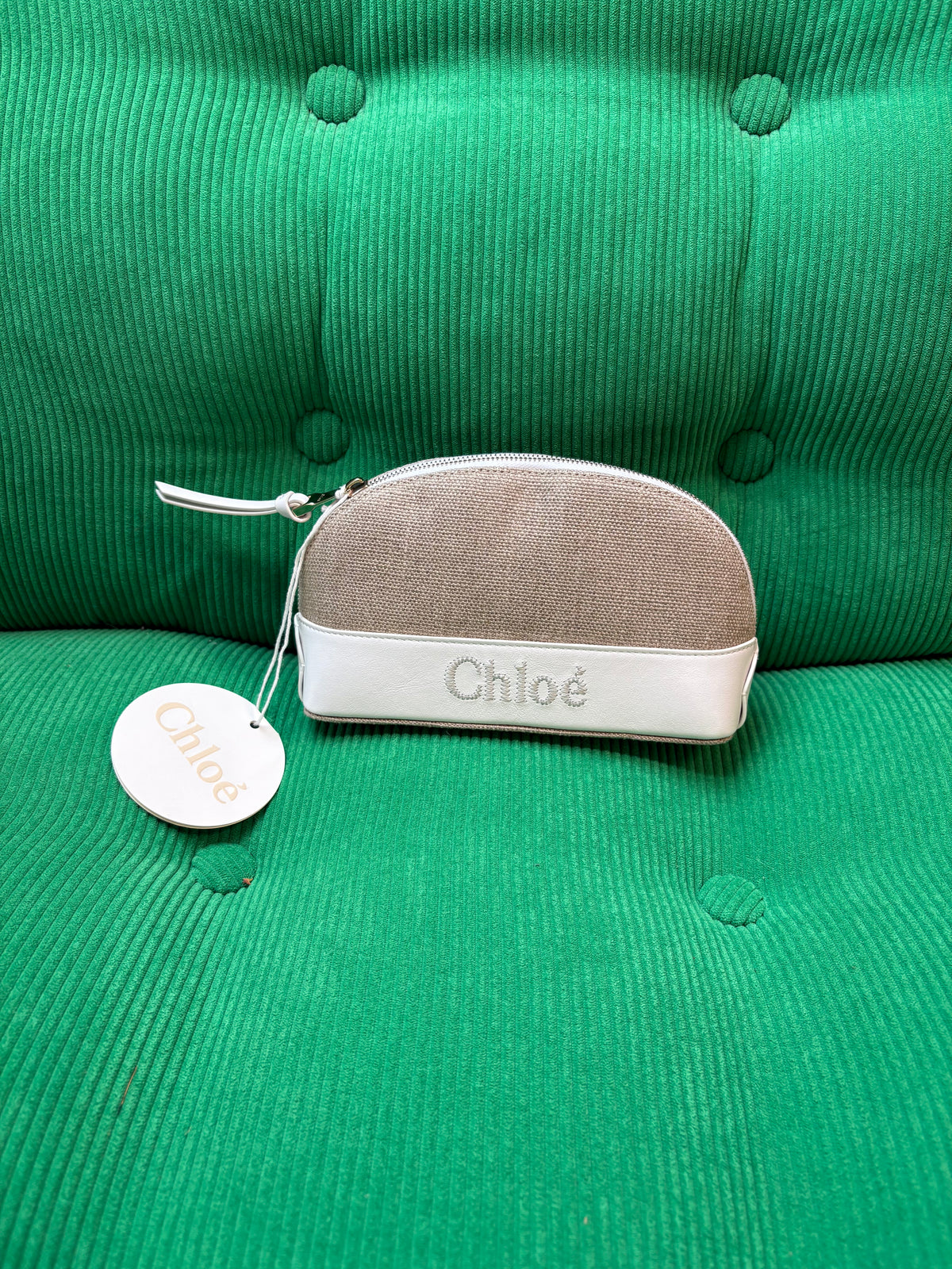 Petite pochette Chloé en lin blanc
