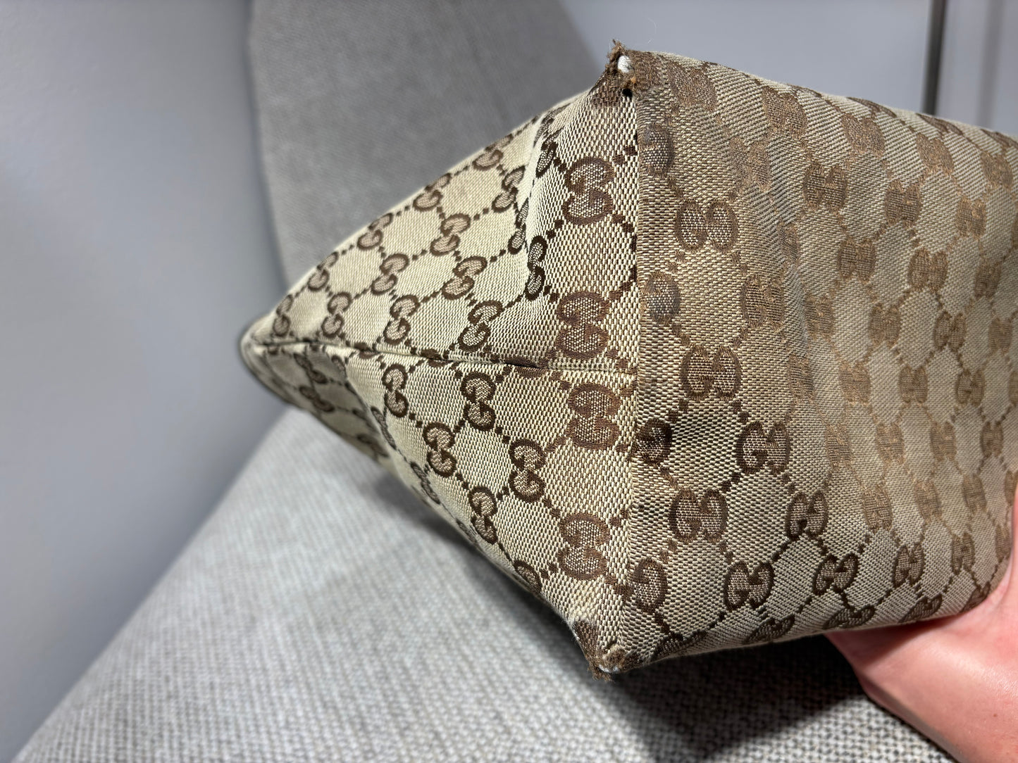 Sac cabas Gucci GG Canvas & cuir noir – Vintage