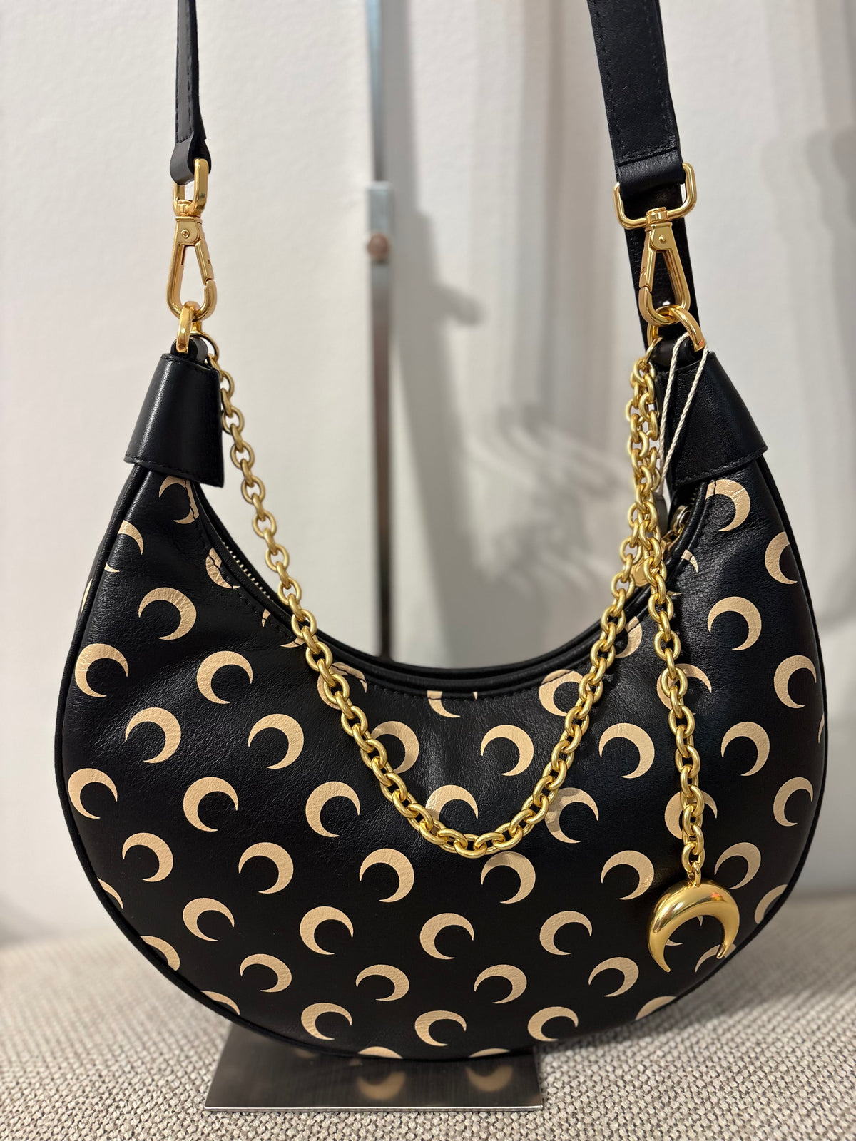 Marine Serre – Sac Moon en cuir noir