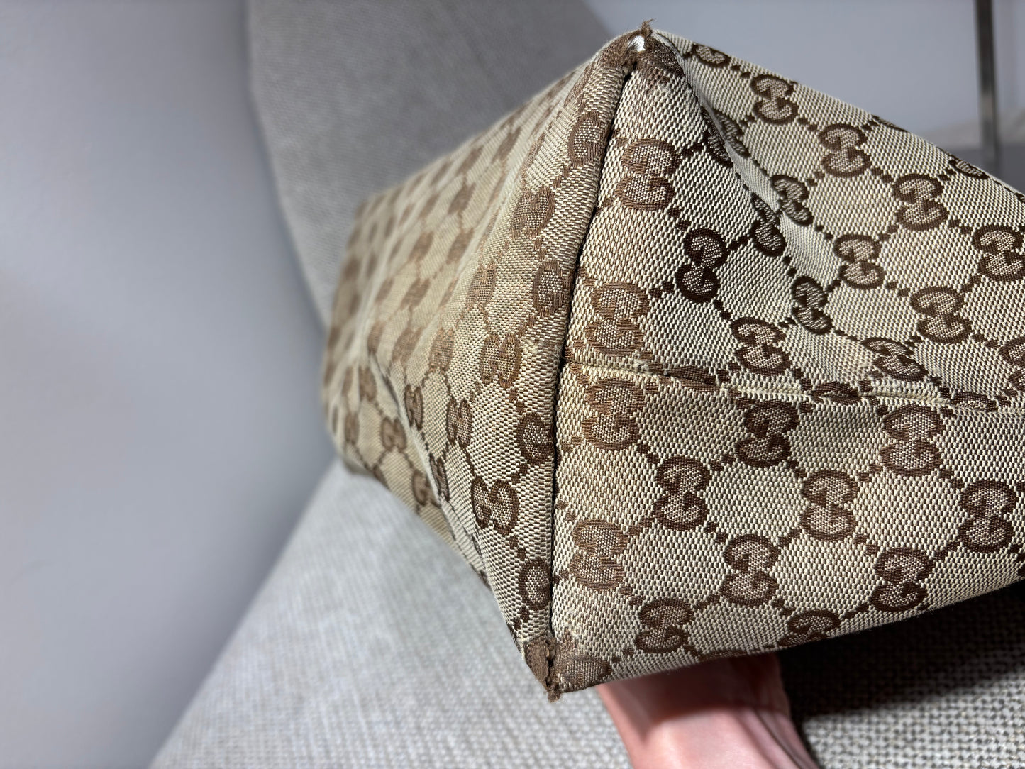 Sac cabas Gucci GG Canvas & cuir noir – Vintage