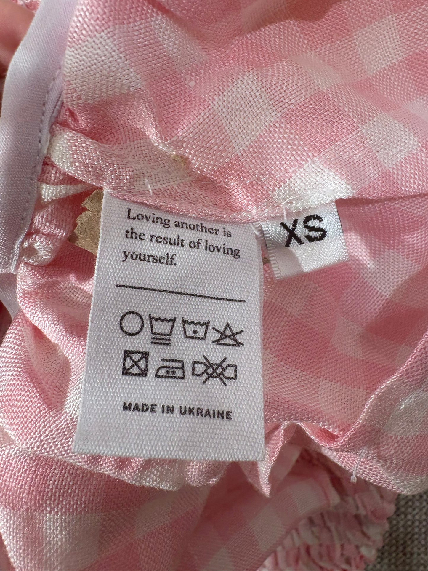 Ensemble Sleeper en lin à carreaux roses et blancs