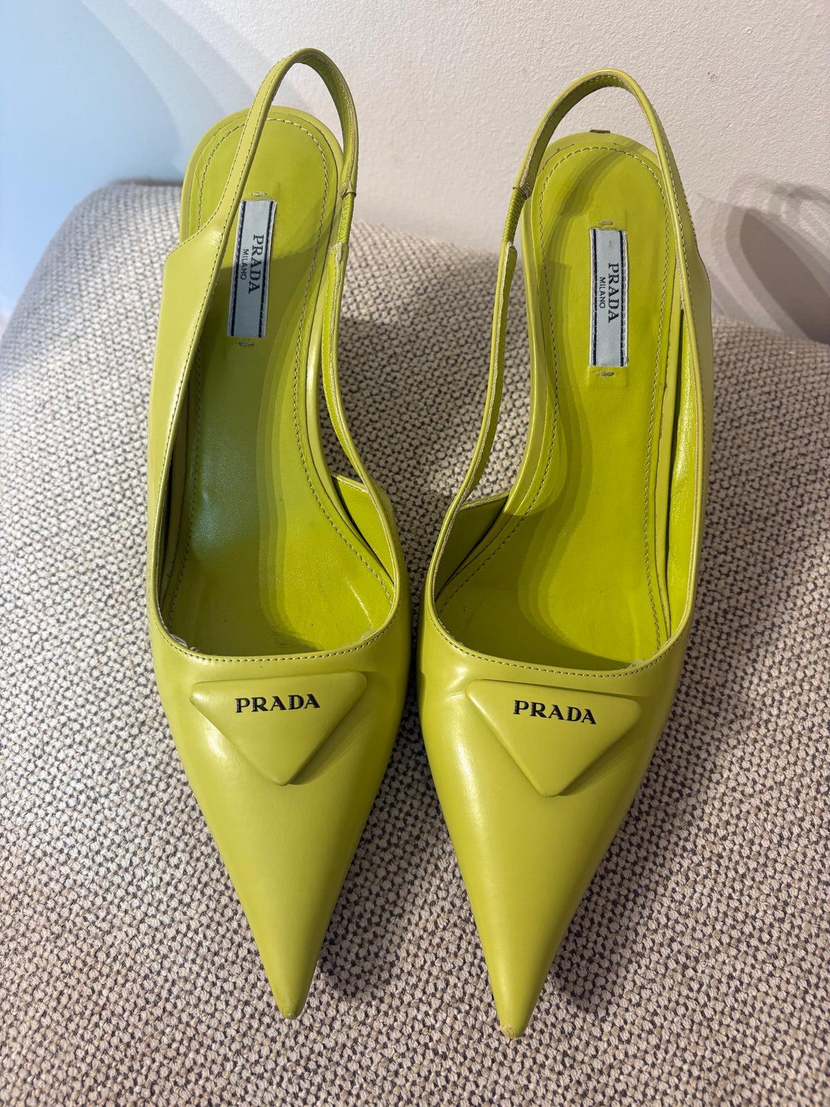 Escarpins Slingbacks Prada Cuir Vert Anis - Pointure 39