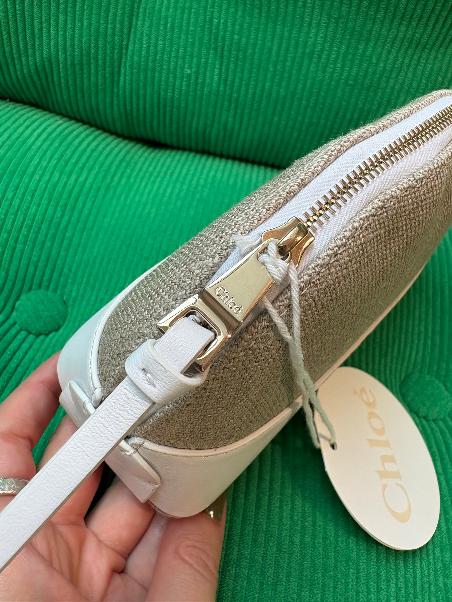 Petite pochette Chloé en lin blanc