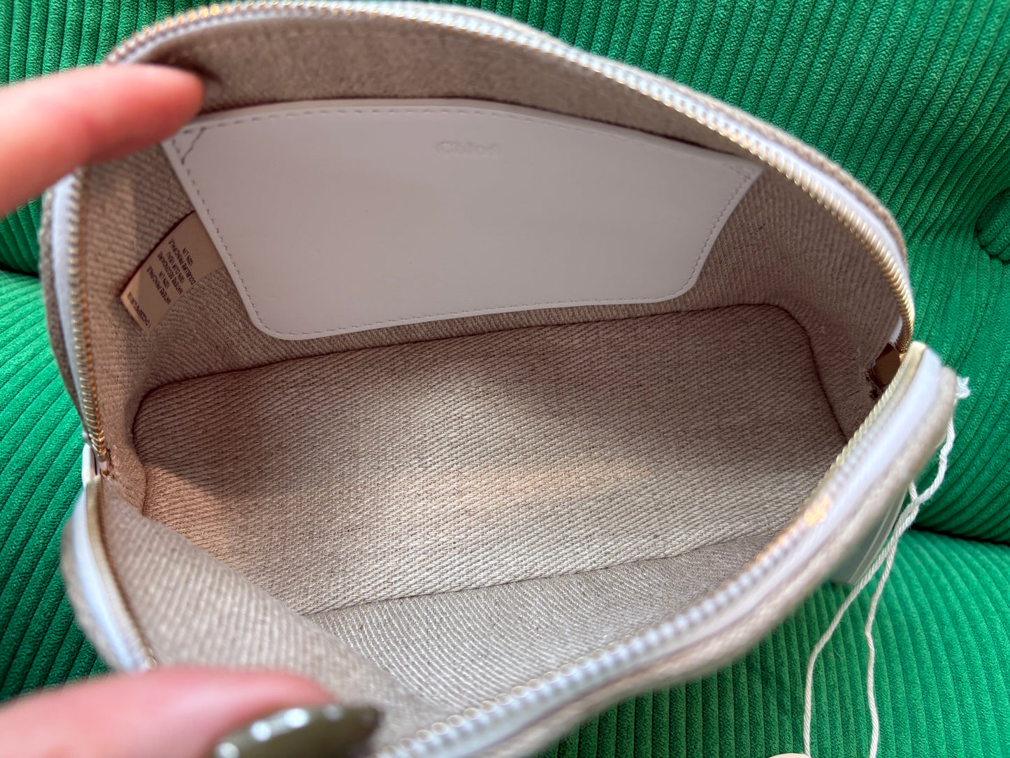 Petite pochette Chloé en lin blanc