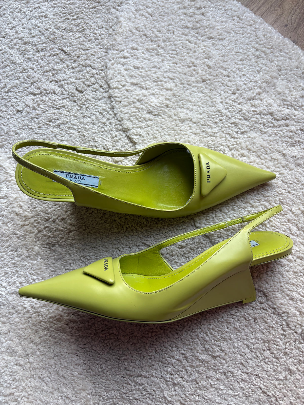 Escarpins Slingbacks Prada Cuir Vert Anis - Pointure 39