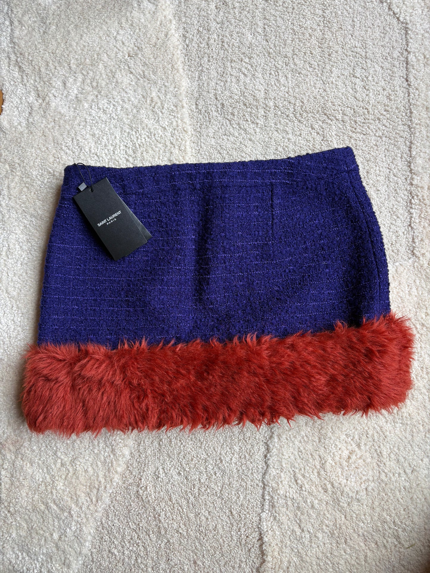 Jupe Saint Laurent  laine & fausse fourrure
