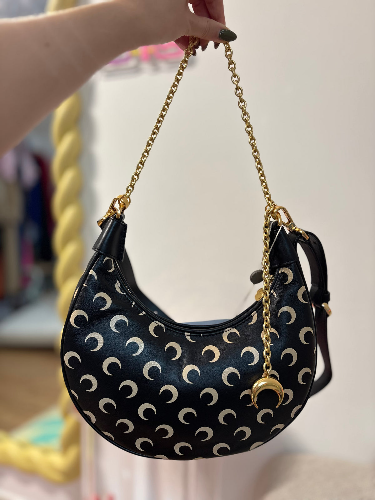 Marine Serre – Sac Moon en cuir noir