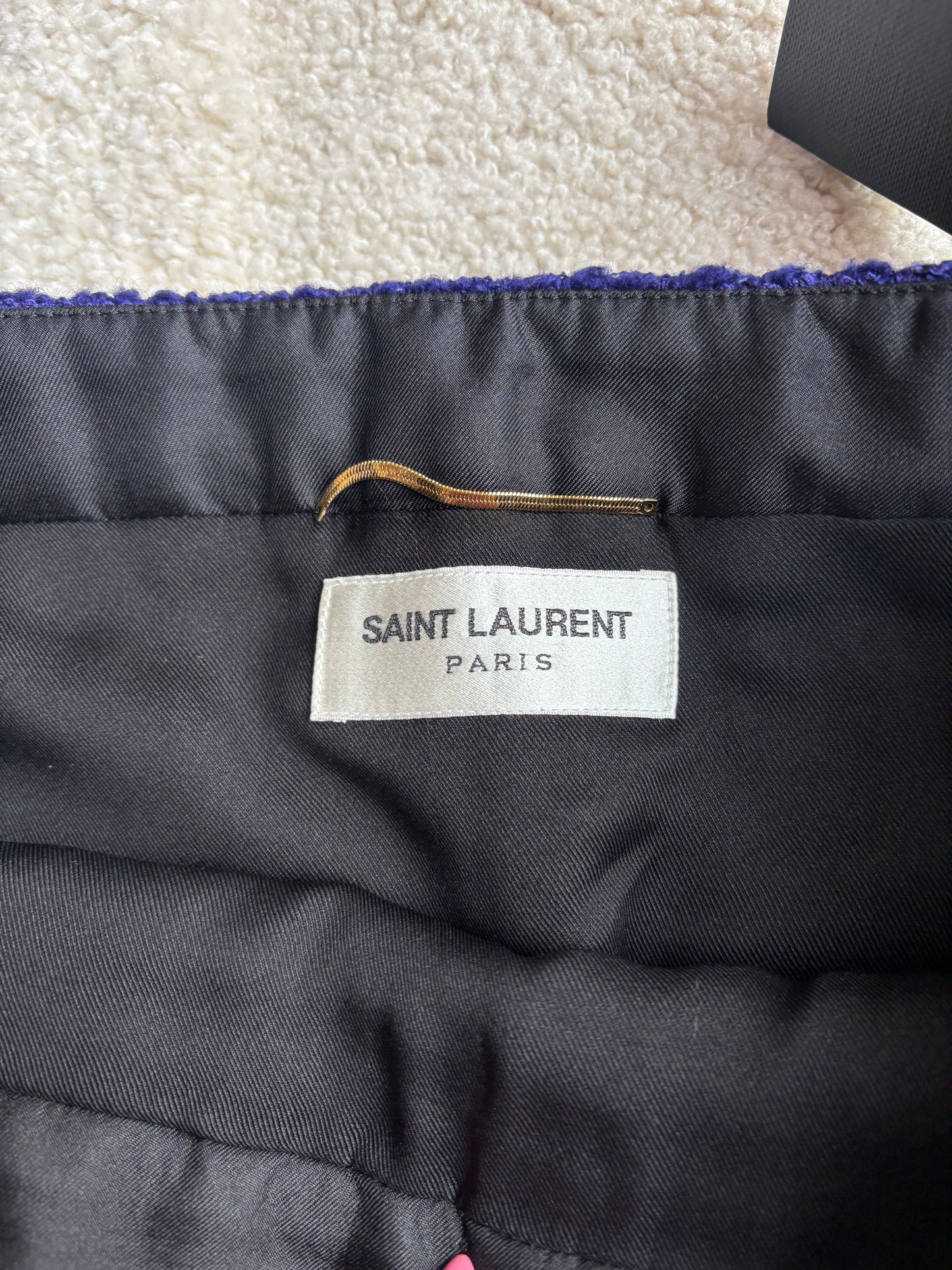 Jupe Saint Laurent  laine & fausse fourrure