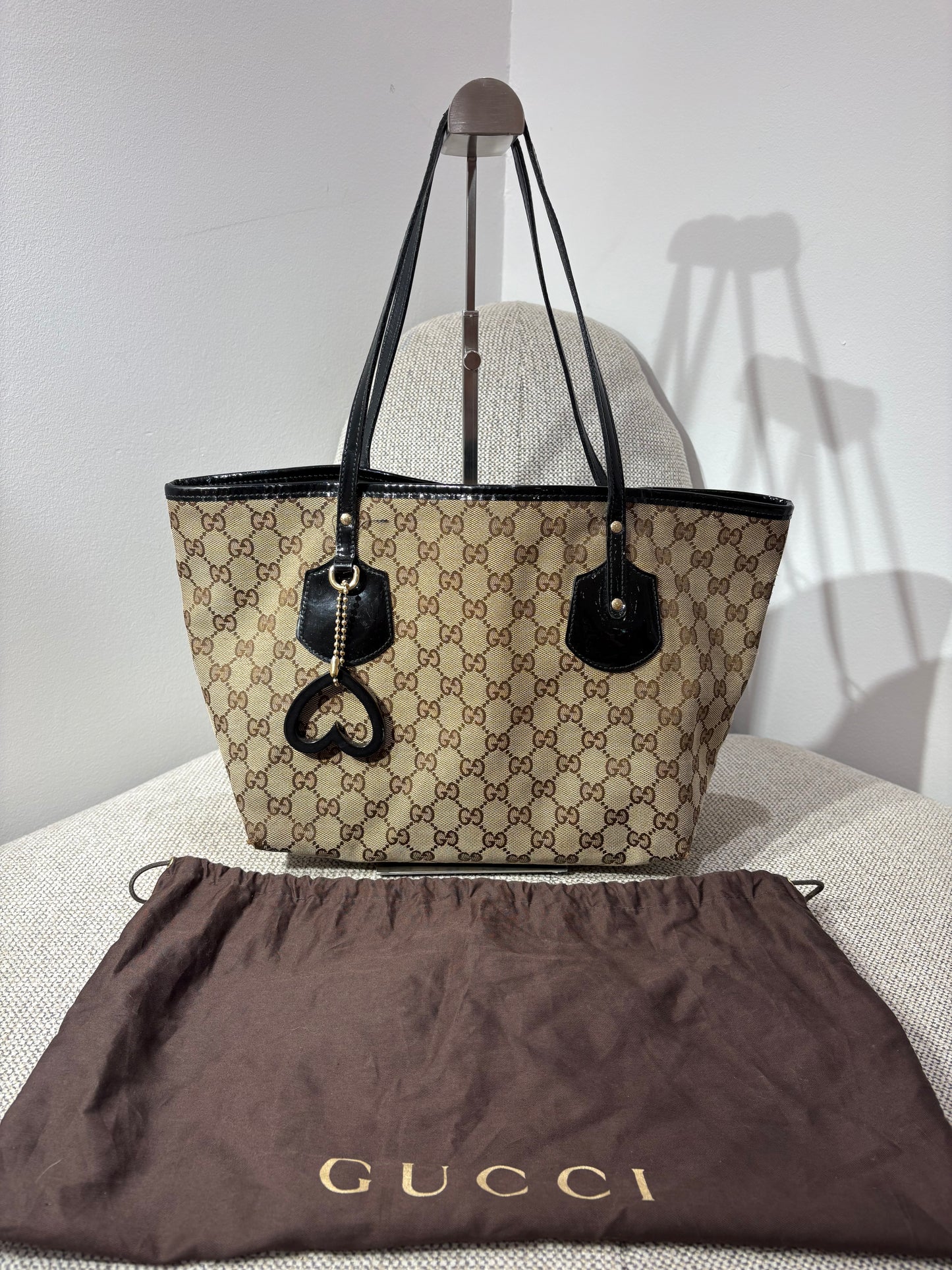 Sac cabas Gucci GG Canvas & cuir noir – Vintage