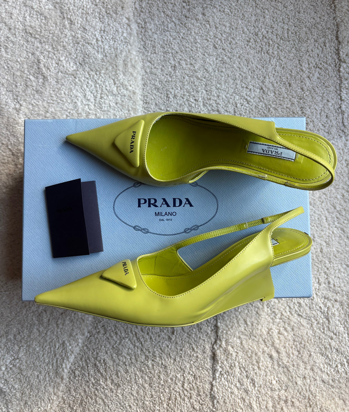 Escarpins Slingbacks Prada Cuir Vert Anis - Pointure 39