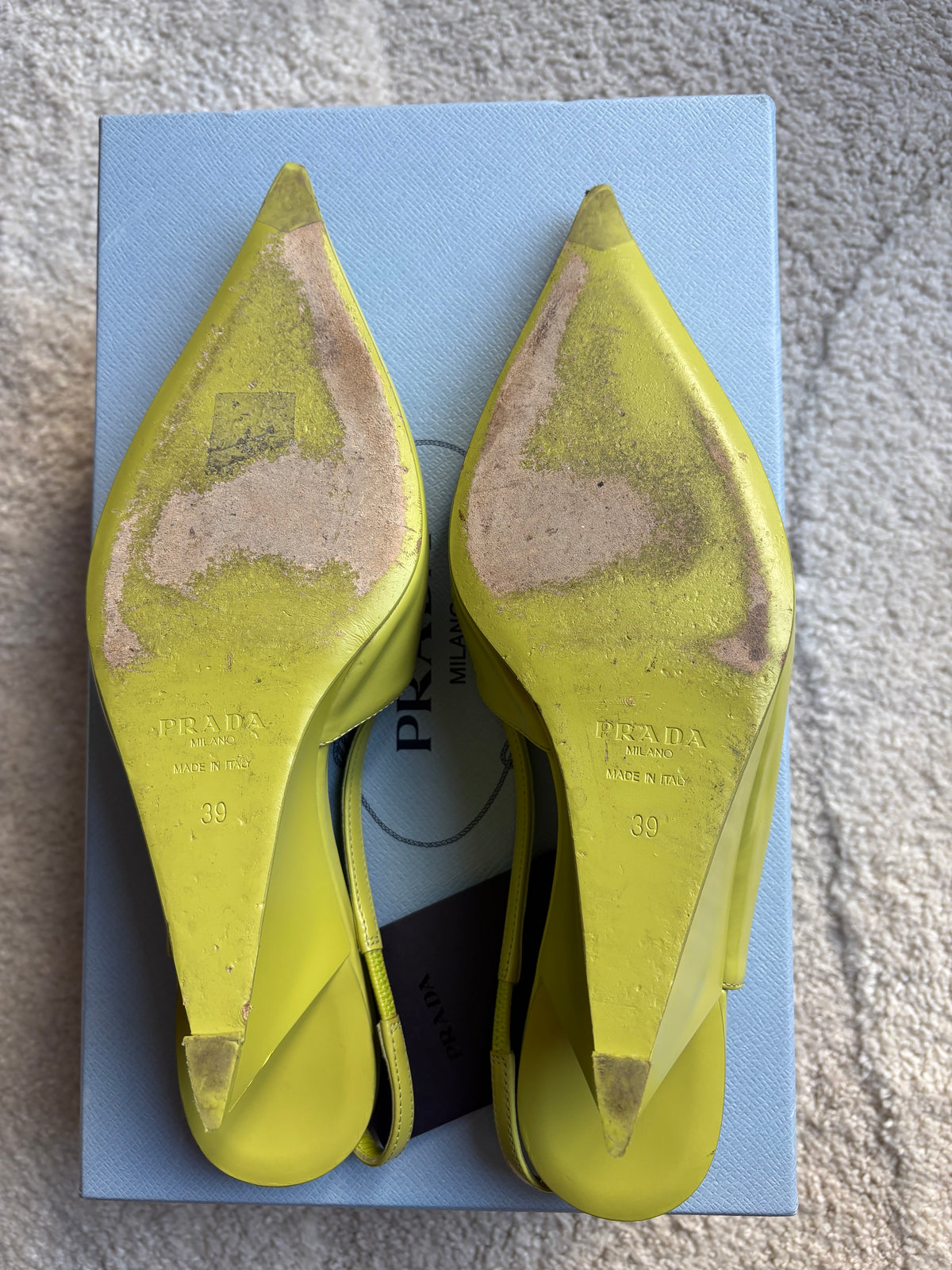 Escarpins Slingbacks Prada Cuir Vert Anis - Pointure 39