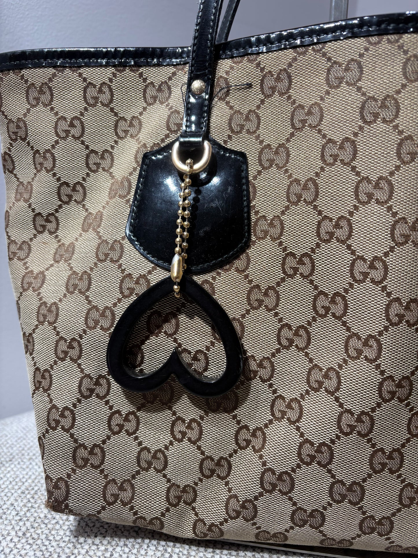 Sac cabas Gucci GG Canvas & cuir noir – Vintage