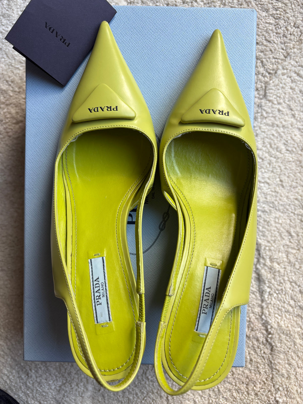 Escarpins Slingbacks Prada Cuir Vert Anis - Pointure 39