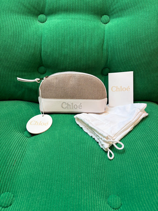 Petite pochette Chloé en lin blanc