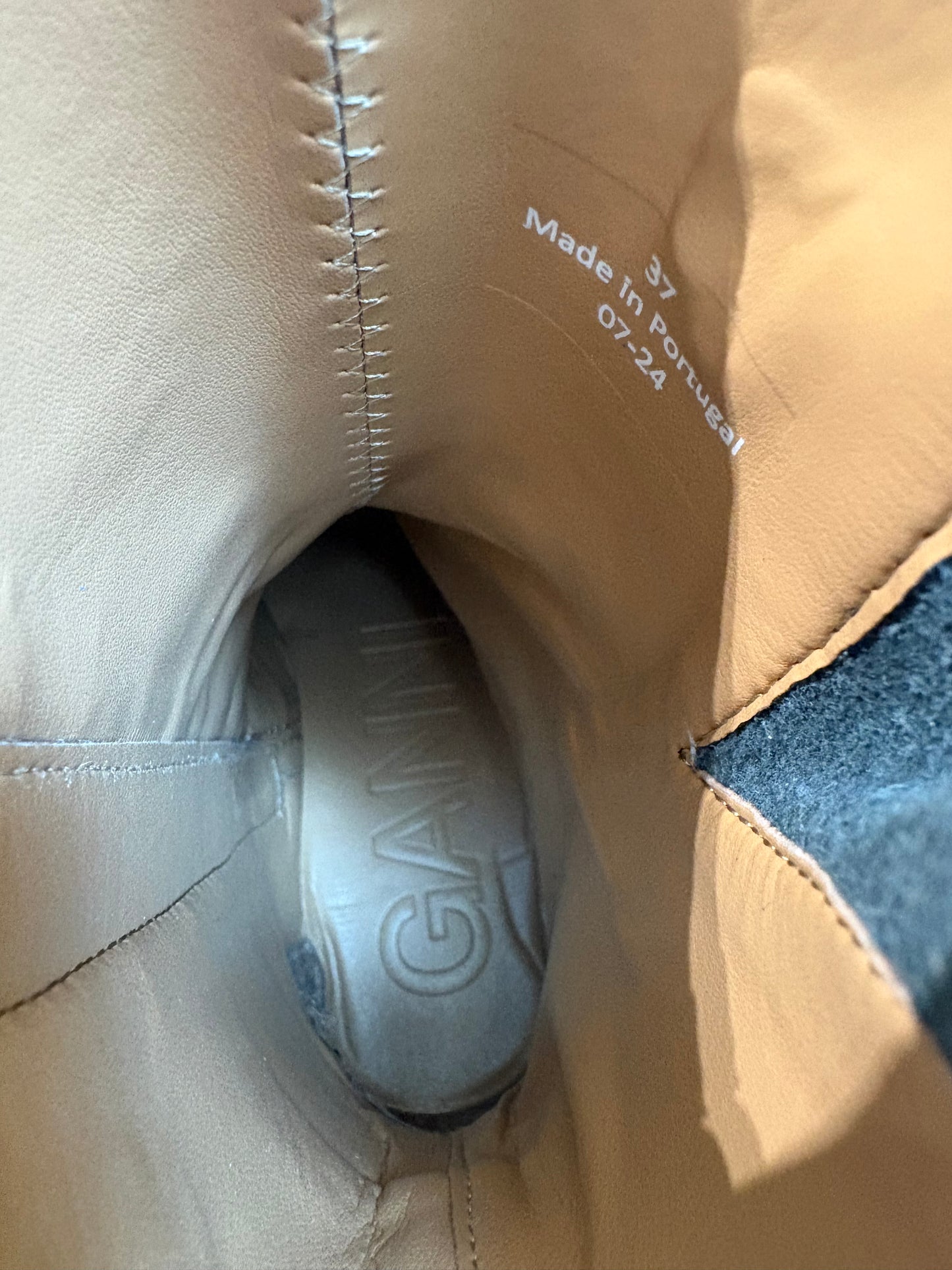GANNI – Bottines à boucles en cuir mélangé marron chocolat