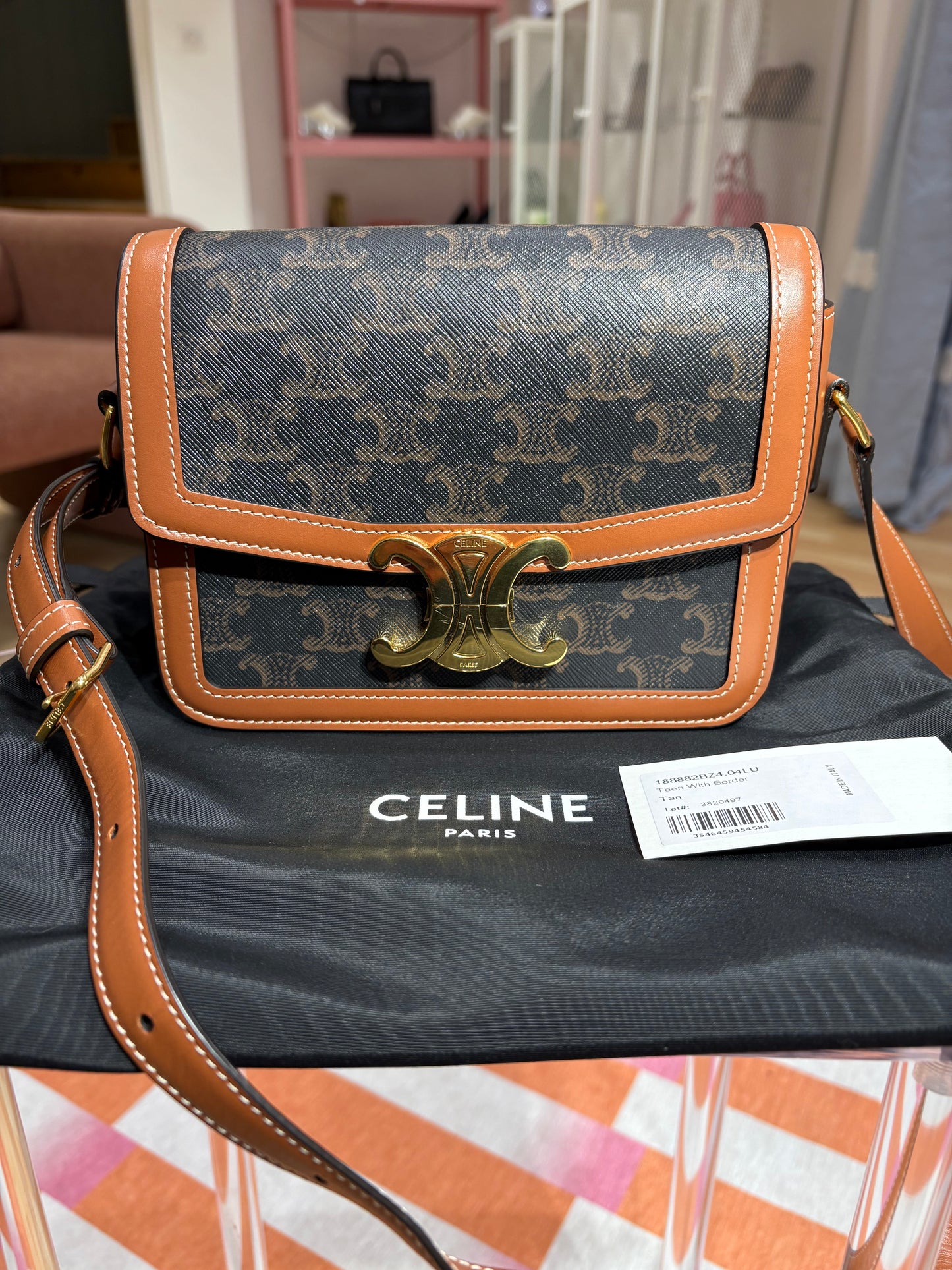 Sac Céline Triomphe Teen toile Triomphe et veau